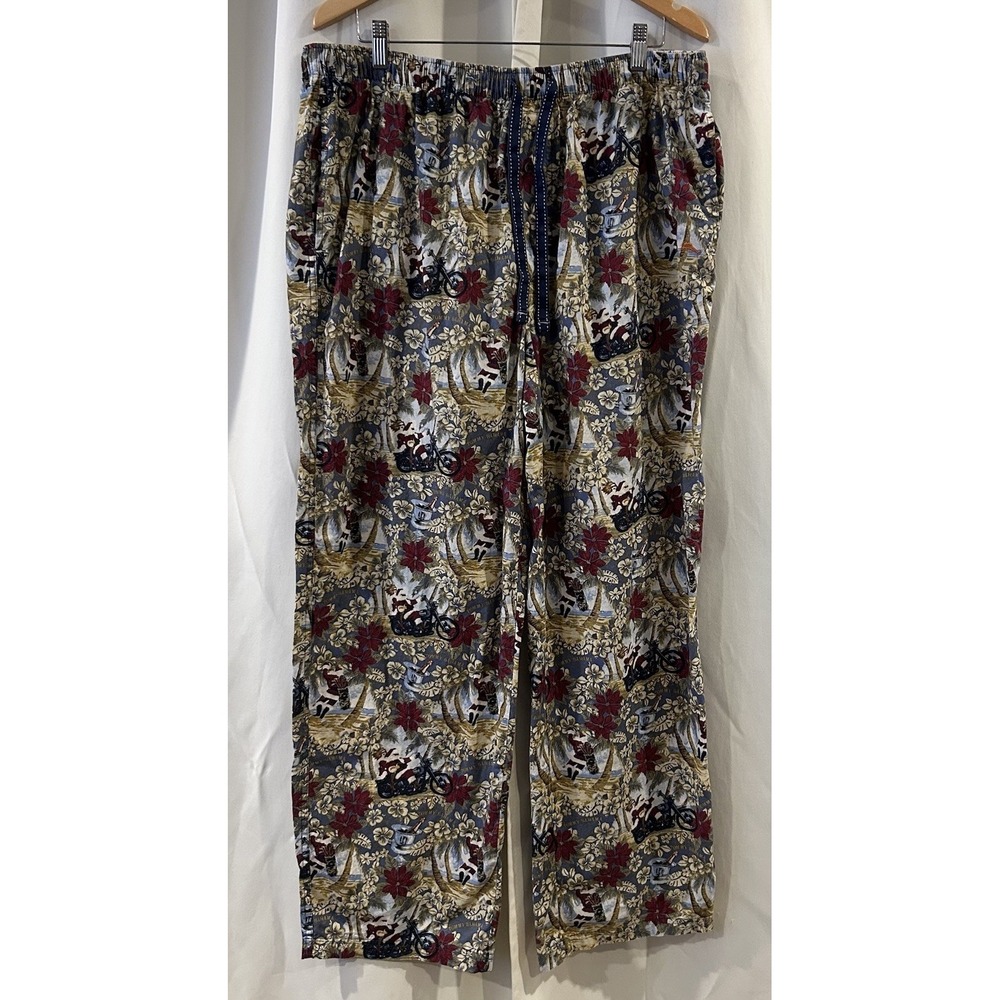 Tommy Bahama Biker Santa Chrismas Drawstring Pajama Pants Men's Size XL